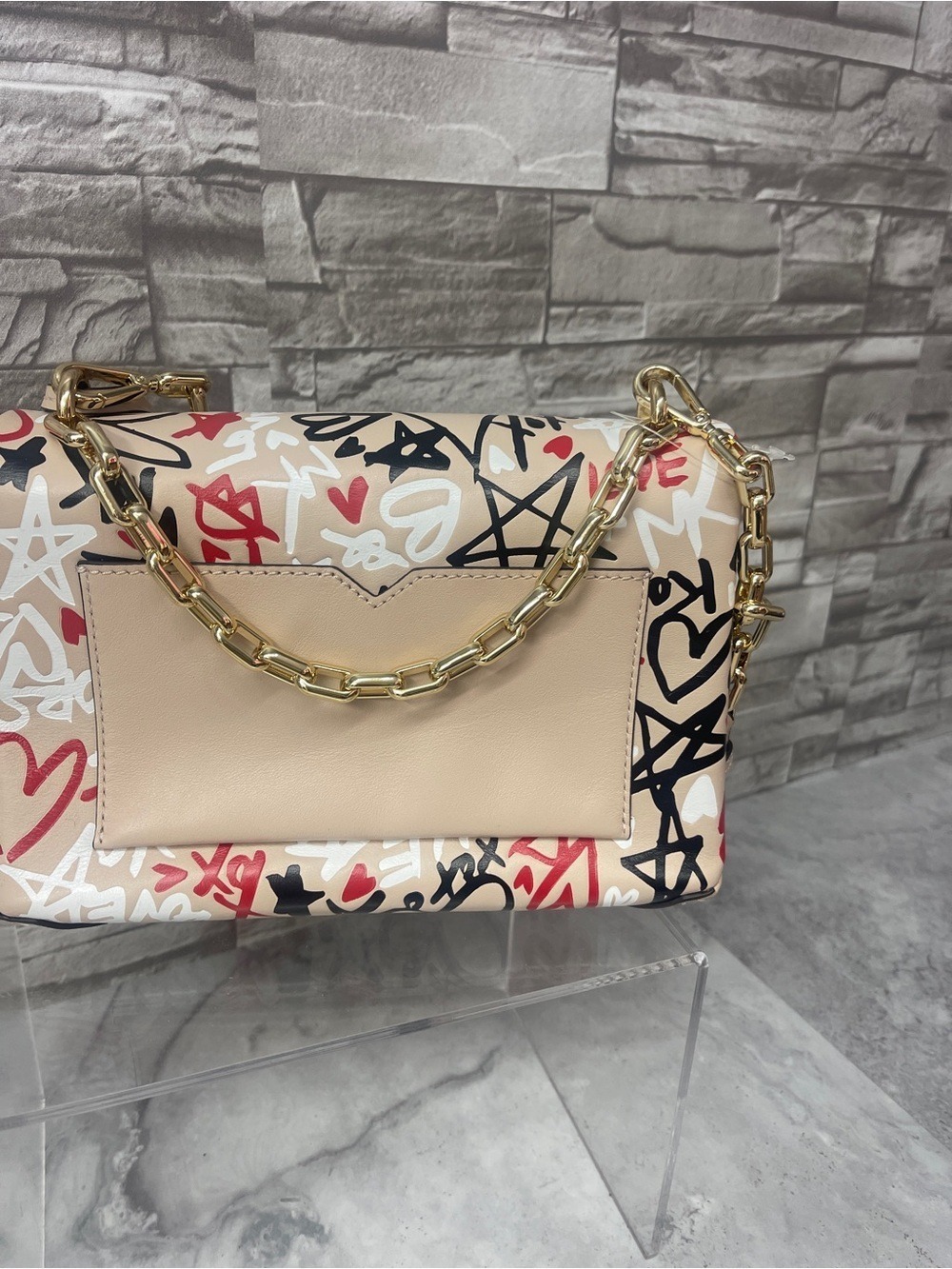 Michaek Kors Cece Medium Chain Shoulder Bag with Matching Wallet Pink Grafitti - Picture 4 of 16